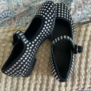 Elegant Black and Silver Studded Women's Shoes